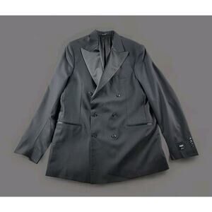 Todd Snyder Italian Wool Double Breasted Tuxedo Jacket size 46L Black Peak Lapel